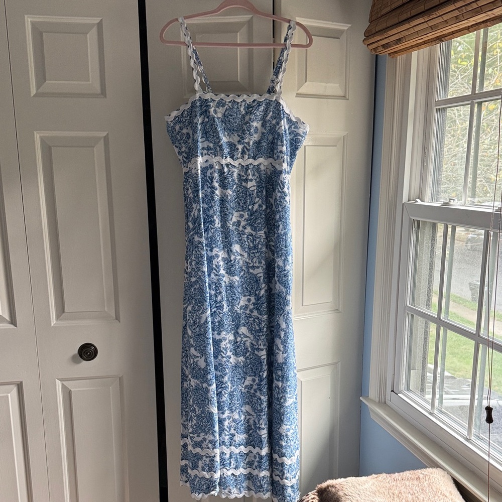 Blue and White Floral Maxi Dress